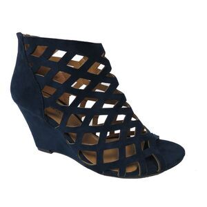 Bonnibel Dark Blue Cut-Out Wedges 6.5